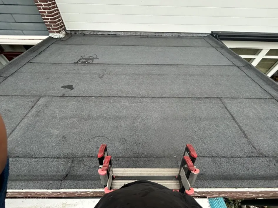 Platdak op een aanbouw